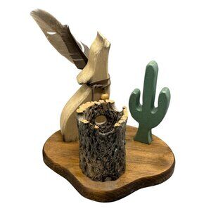 Rustic Southwestern Decor With Feather Painted Cactus Cholla Wood & Wooden READ